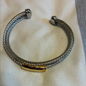 Faux Silver and Gold Cable Bracelet